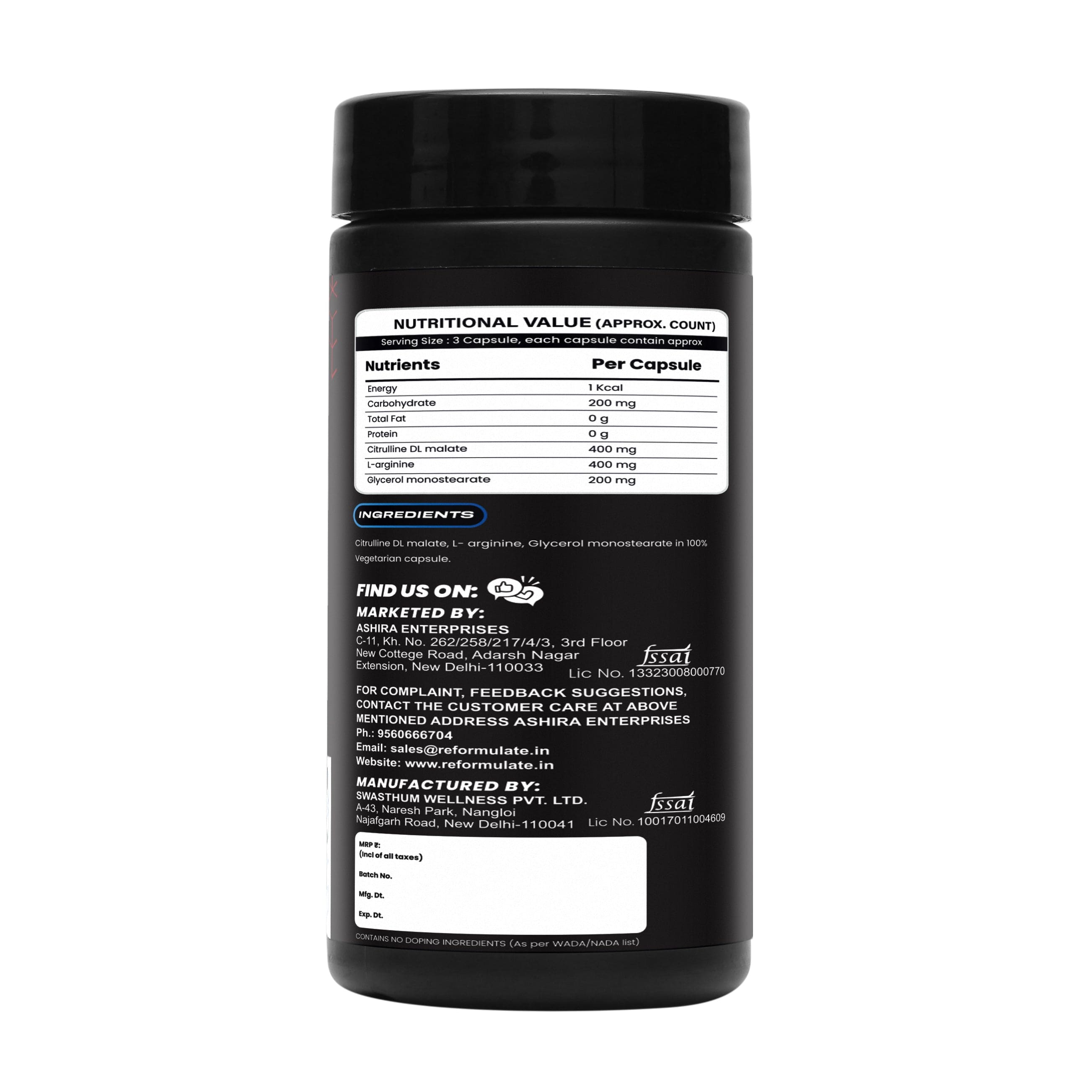 REACT Citrulline & Arginine supplement