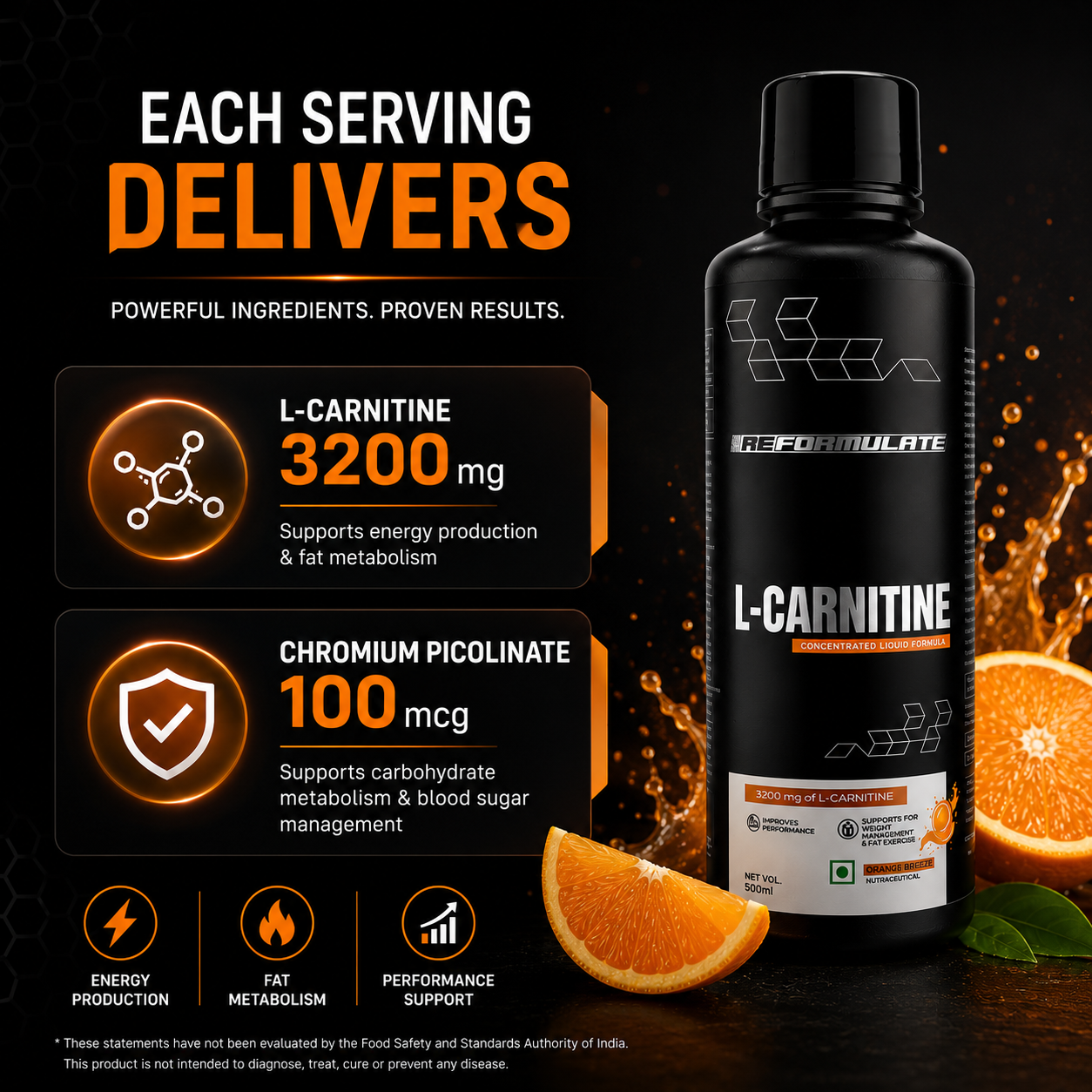 L-CARNITINE | 3200 mg Liquid | Orange Breeze