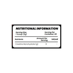 Reformulate CREASURE Creatine Monohydrate nutritional information