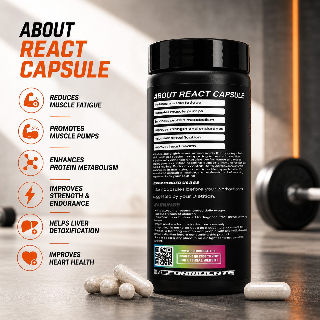 REACT | Citrulline & Arginine | 90 N